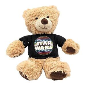 2/$15 Star Wars Teddy Bear Plush Brown 13.5" Black Shirt Retro Logo Design